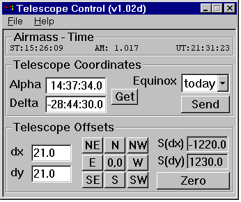 Telescope control window